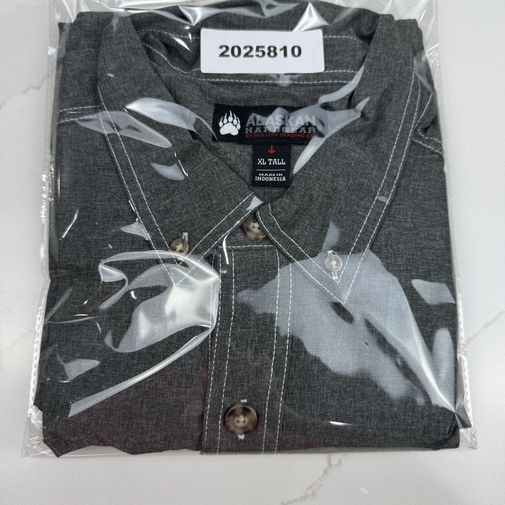 Duluth Alaskan Hardgear Button Down Shirt Mens XLT Gray White Stitch Performance - Picture 9 of 9